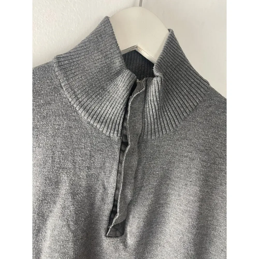Tricots St Raphael Sweater Mens Medium Gray Pullover Quarter Zip Knit N331